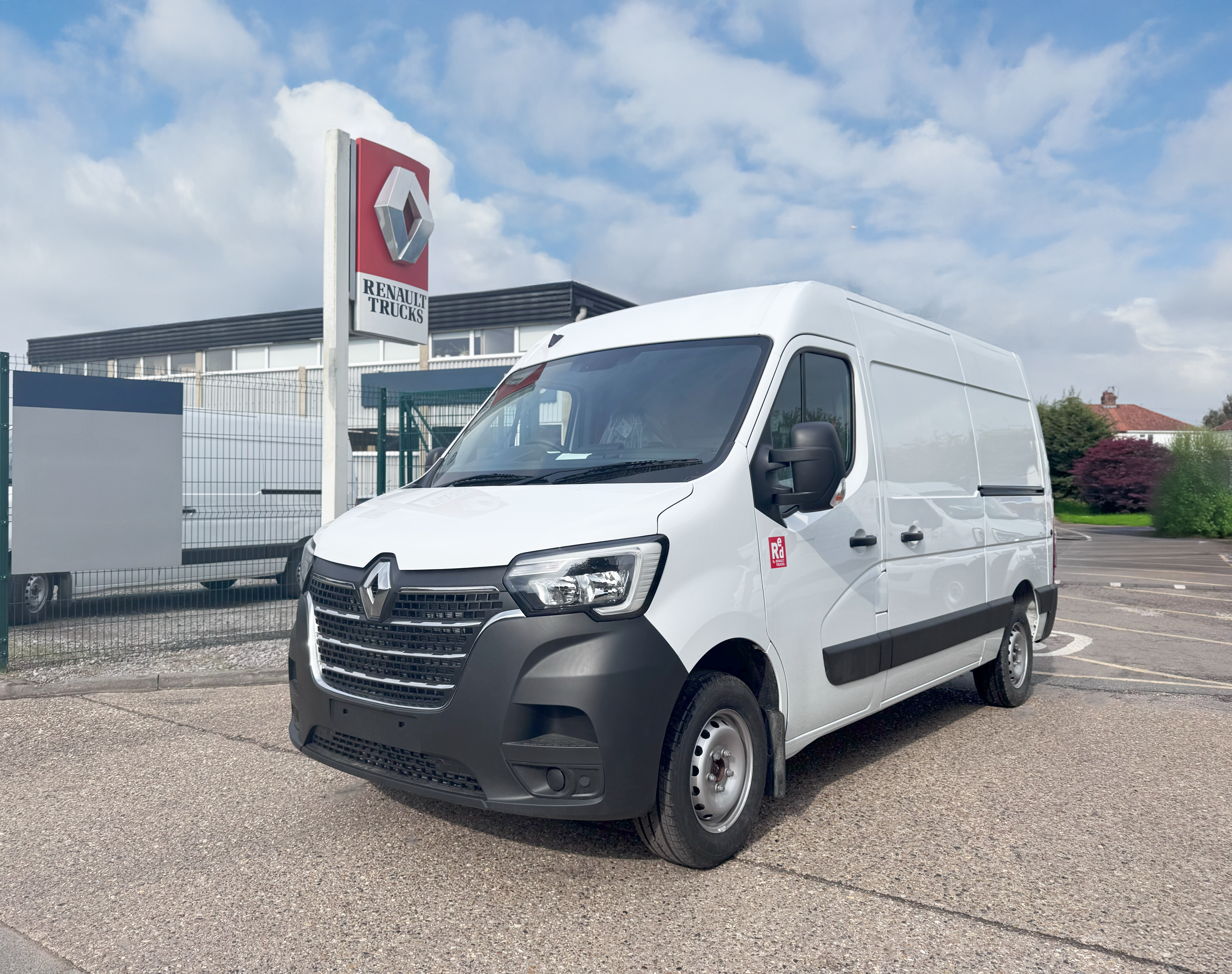 Passenger side front angle of the Renault Master L2H2 2024 panel van – long wheelbase diesel van for sale in Norfolk.