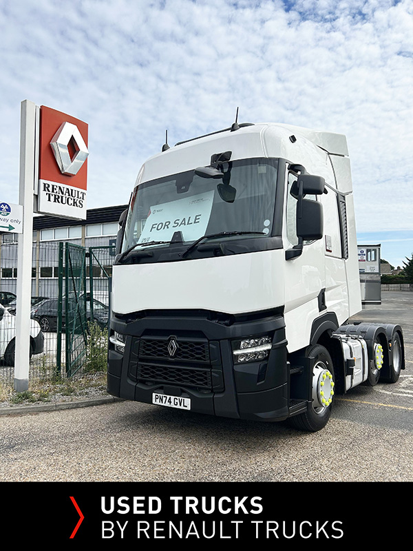 Front view of a used Renault Trucks T480 6x2 tractor unit for sale at Norfolk Truck & Van.